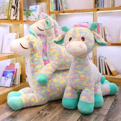 Kawaii Rainbow Sika Deer Plush Toy – Cute Giant Deer Stuffed Animal Pillow