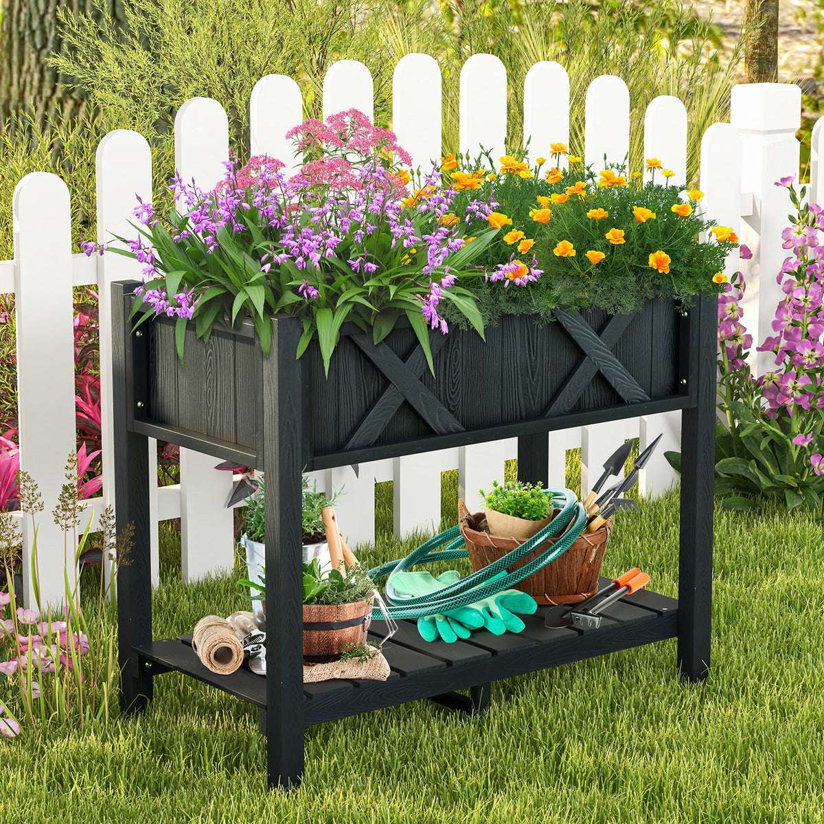 HIPS Raised Garden Bed Poly Wood Elevated Planter Box