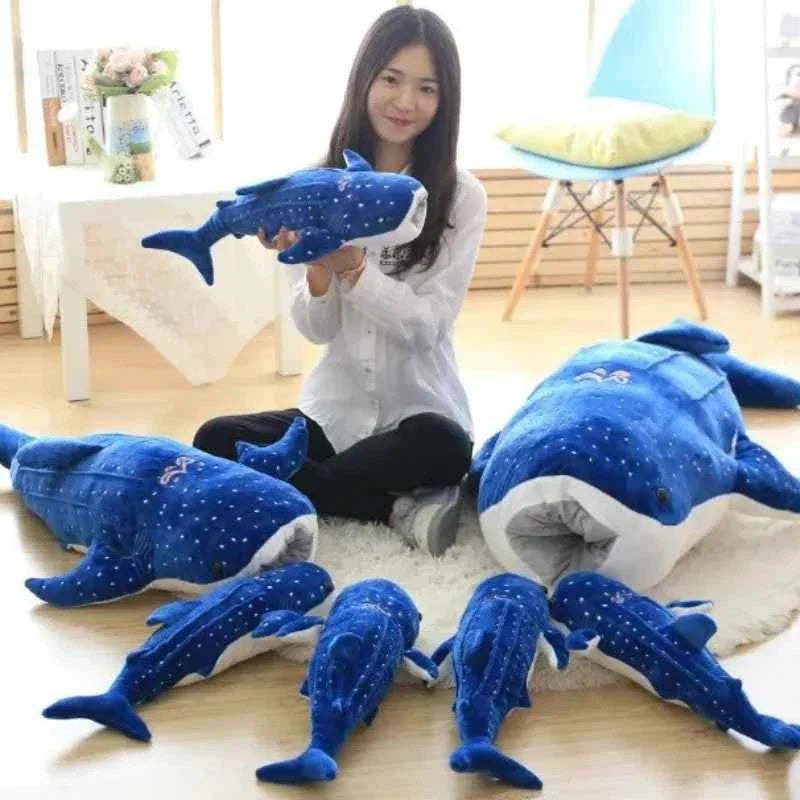 Giant Shark Plush Pillow – Soft Blue Whale Stuffed Animal Toy