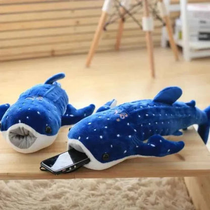 Giant Shark Plush Pillow – Soft Blue Whale Stuffed Animal Toy