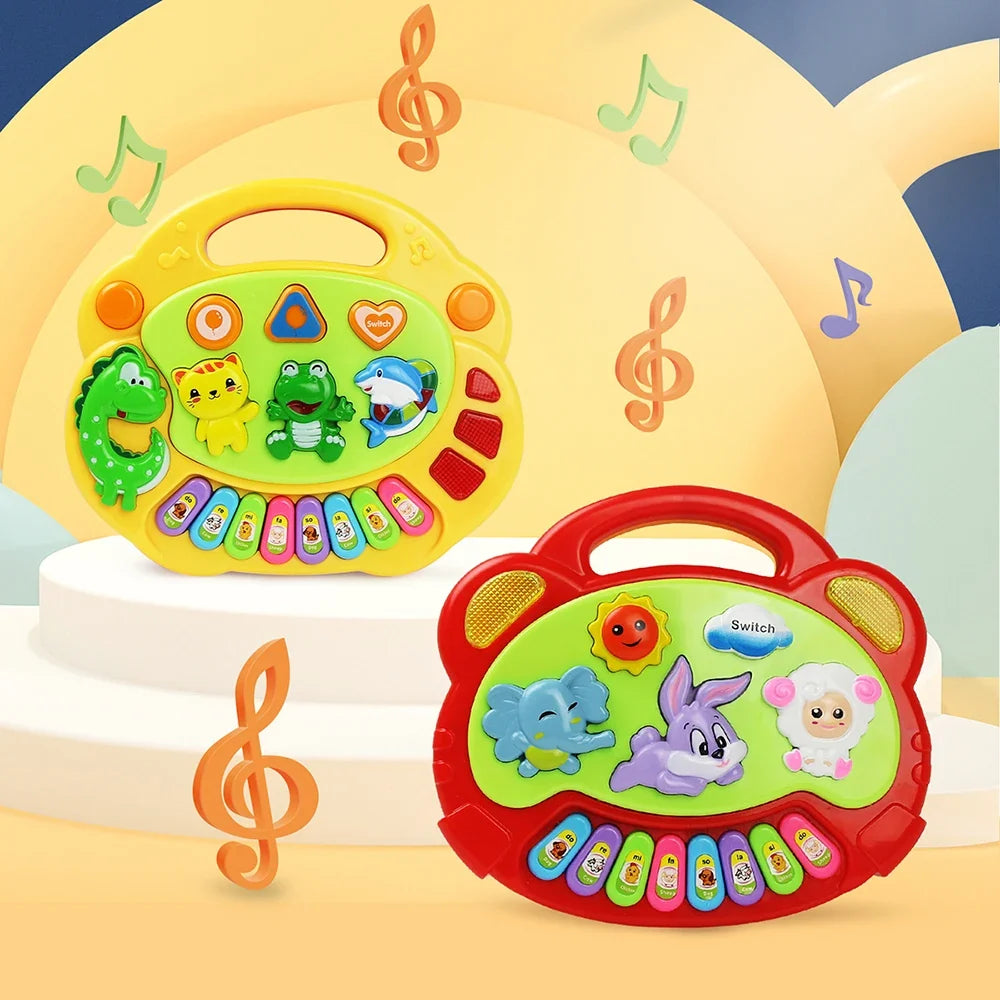 Kids Cartoon Piano Keyboard Game with Animal Sounds Flashing Light Music Baby Instrument Music Toys Educational Toys Kids Gifts