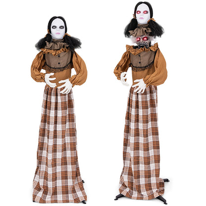 Halloween Animatronic Haunted Woman with Pop Up Head and Control Button