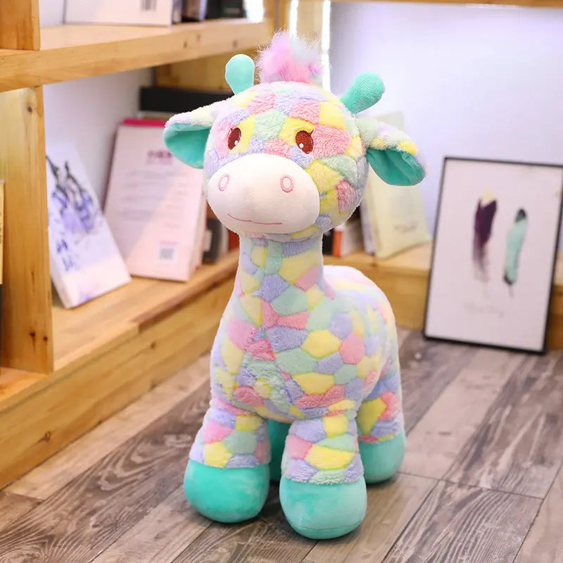 Kawaii Rainbow Sika Deer Plush Toy – Cute Giant Deer Stuffed Animal Pillow