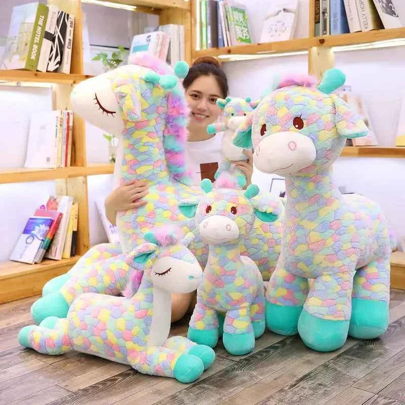 Kawaii Rainbow Sika Deer Plush Toy – Cute Giant Deer Stuffed Animal Pillow
