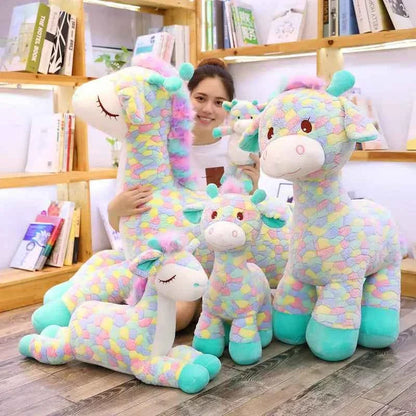 Kawaii Rainbow Sika Deer Plush Toy – Cute Giant Deer Stuffed Animal Pillow