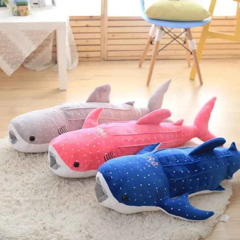 Giant Shark Plush Pillow – Soft Blue Whale Stuffed Animal Toy