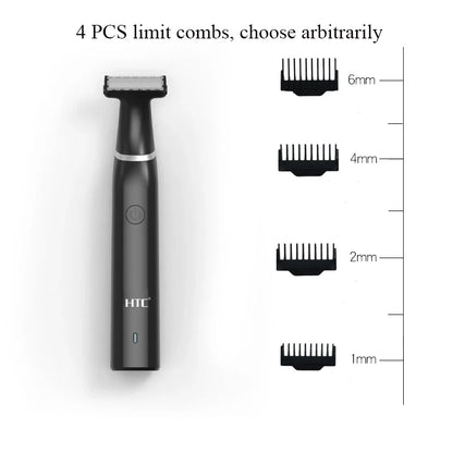 HTC Men's Electric Groin Hair Trimmer Pubic Hair Trimmer Body Grooming Clipper for Men Bikini Epilator Rechargeable Shaver Razor