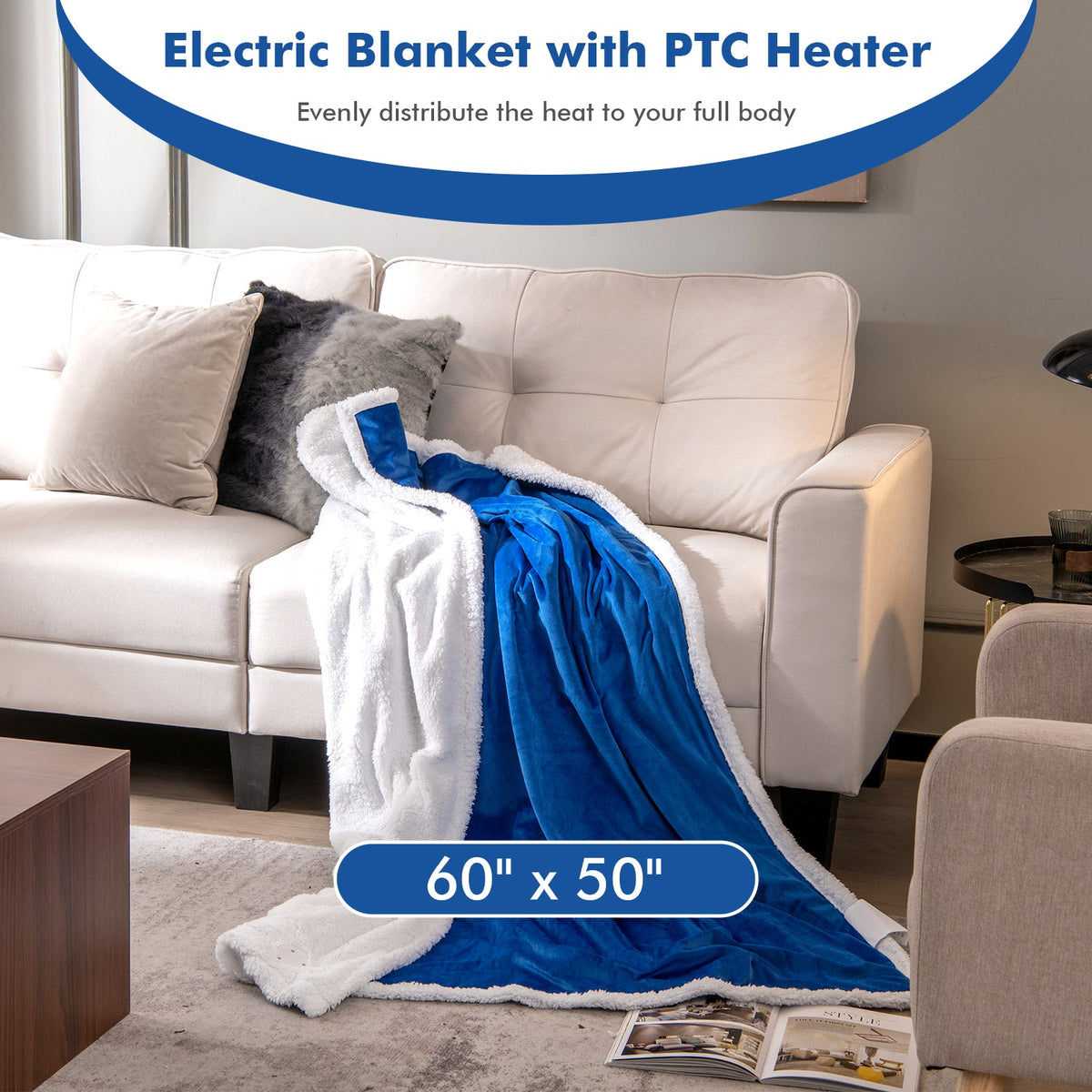 Heated Electric Blanket Throw with 10 Heat Levels
