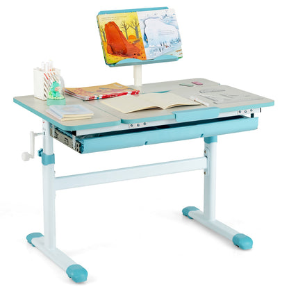 Height-Adjustable Kids Desk with Tilt Desktop and Book Stand