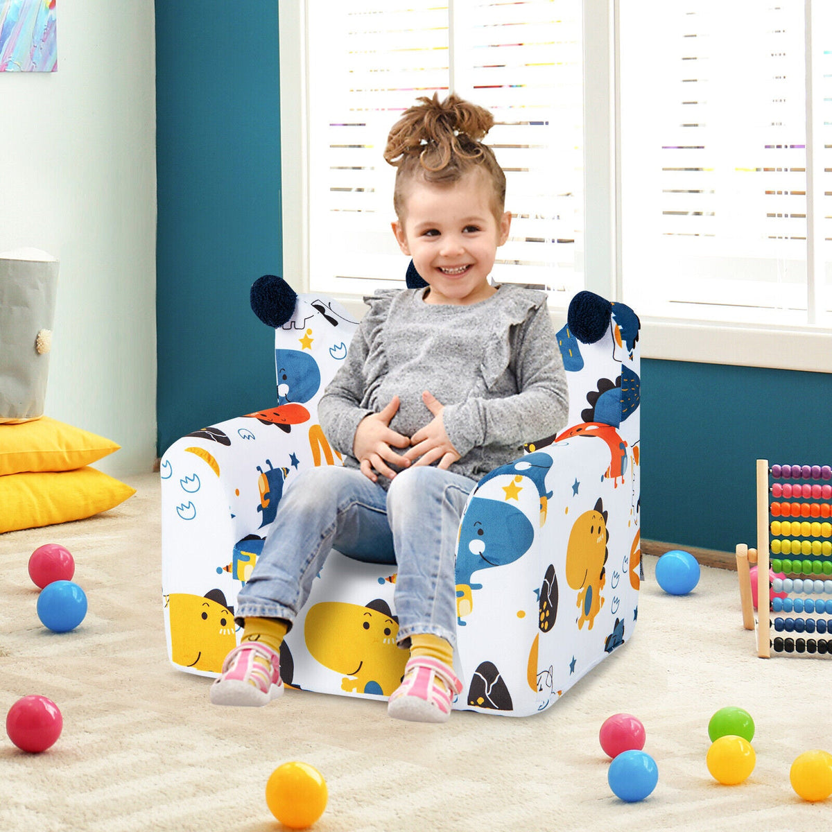 High-density Padding Kids Sofa with Armrest and Extra Pilow