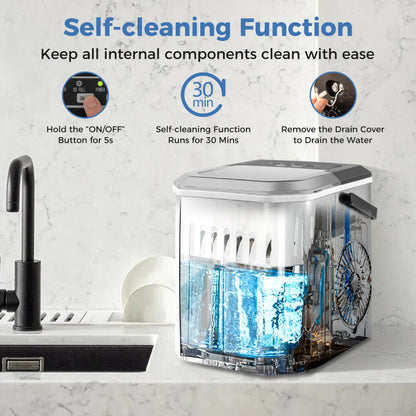 Ice Maker Countertop with Self-Cleaning for Home Kitchen Office Party