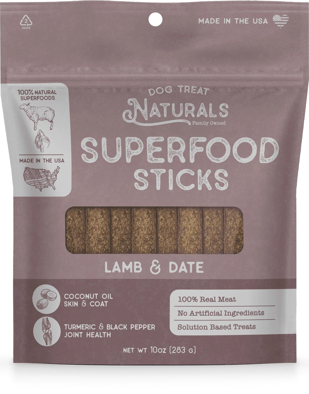 Dog Treat Naturals Superfood Sticks, Lamb & Date Dog Treats (10oz)