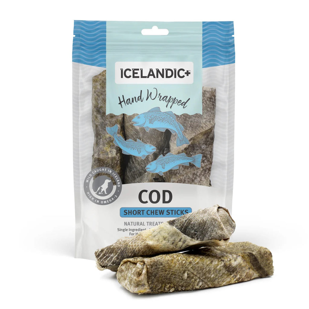 Icelandic Hand Wrapped Cod Skin 5" Chew Sticks Dog Treats (3 Pack) (3.8oz)
