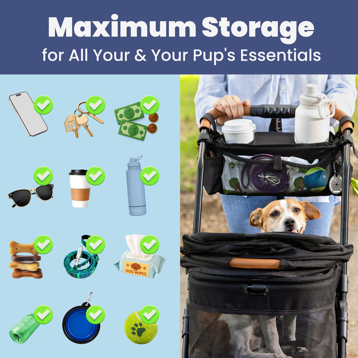 Dog Stroller Caddy Organizer