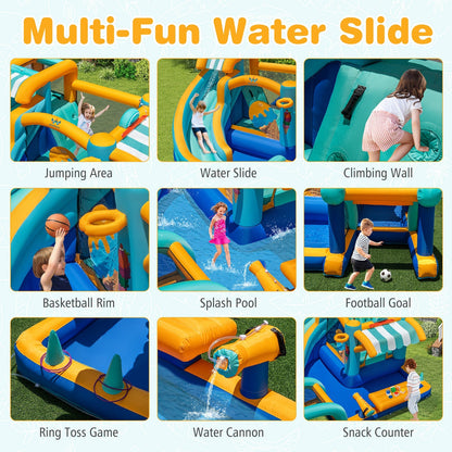 Inflatable Water Slide Bounce House Kids Jump Castle with 750W Blower