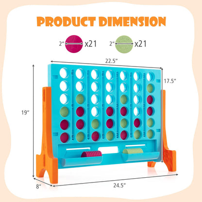 Jumbo 4-to-Score Connect Game Set with Carrying Bag and 42 Coins-Orange
