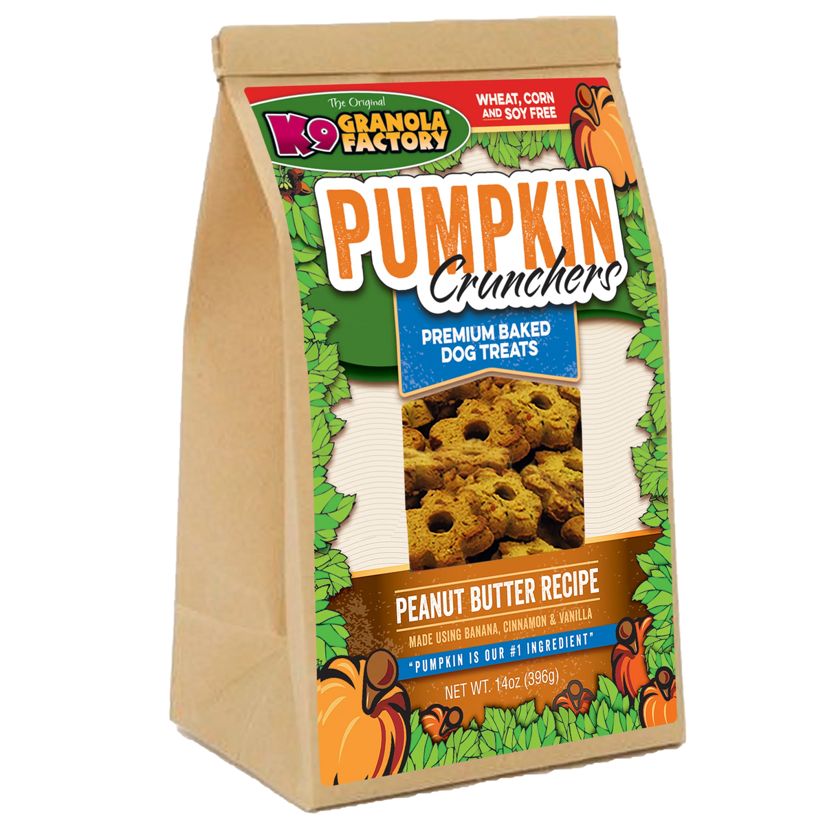 K9 Granola Factory Pumpkin Crunchers, Peanut Butter & Banana Recipe Dog Treats (14oz)