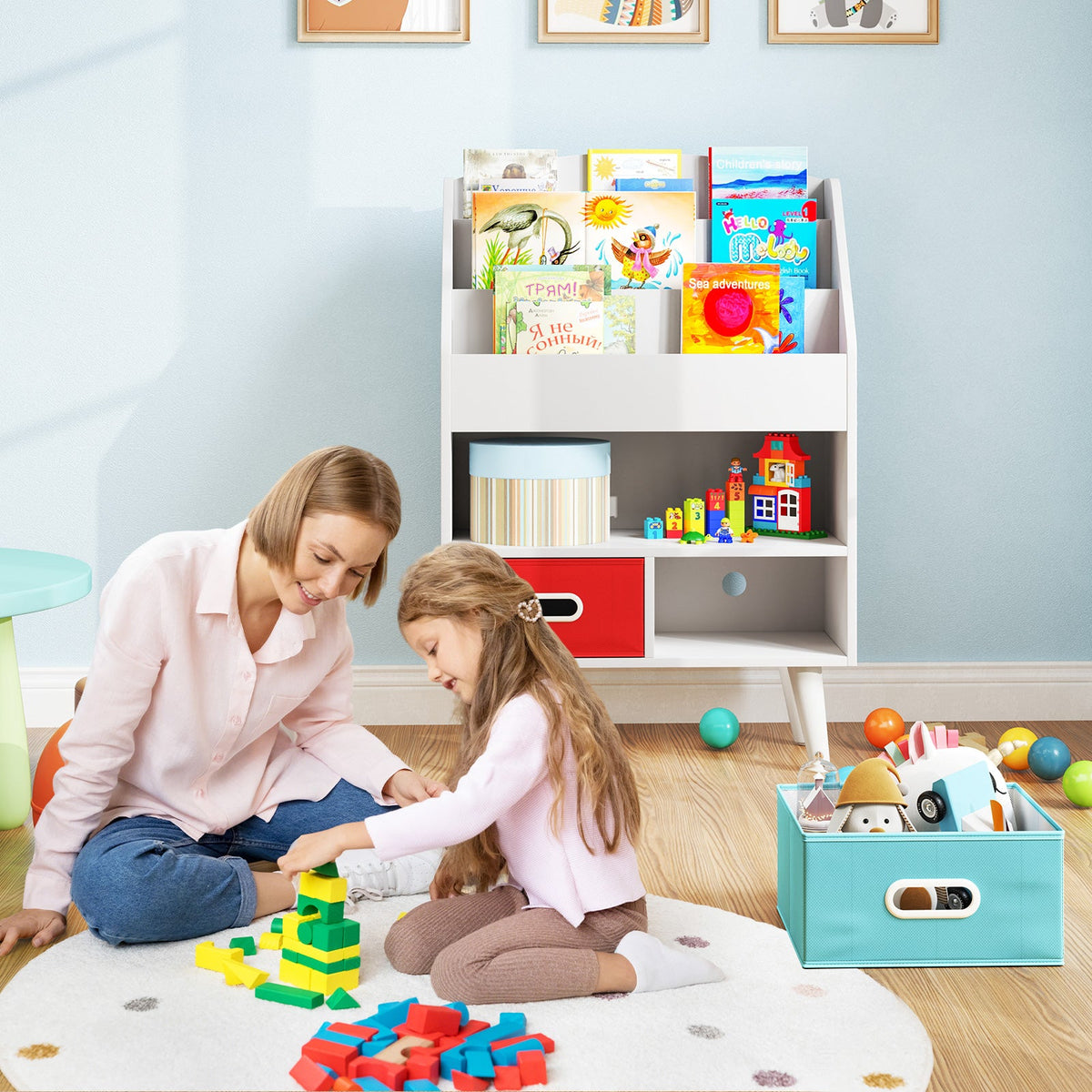 Kids Bookshelf with Open Compartment for Toddlers 3+ Years Old-White