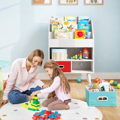 Kids Bookshelf with Open Compartment for Toddlers 3+ Years Old-White