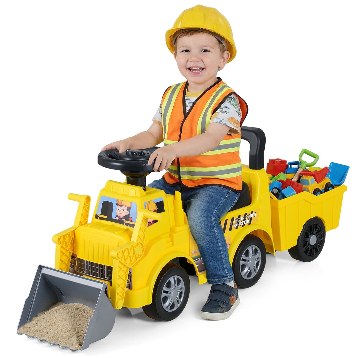 Kids Digger Ride on Truck with Shovel and Under-Seat Compartment