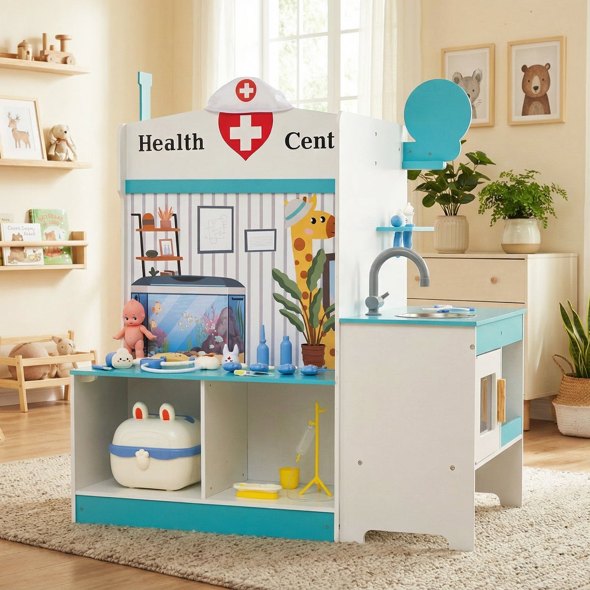 Kids Doctor Play Set with Adjustable Height Bar