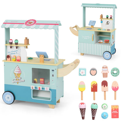Kids Ice Cream Truck Pretend Play Set for Toddlers with Vending Machine