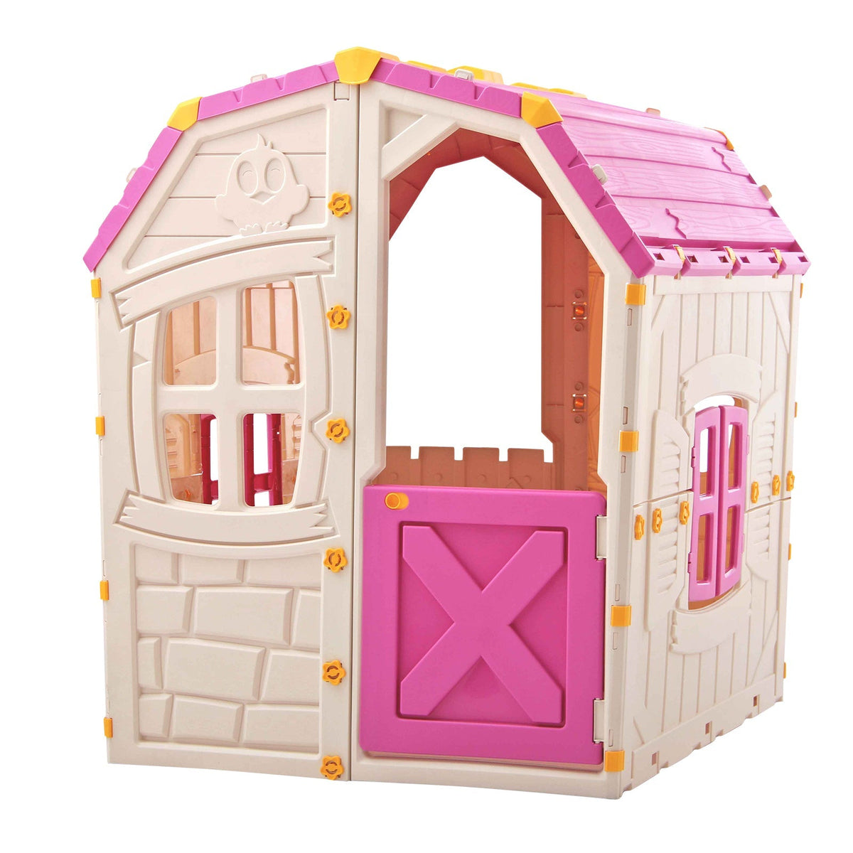 Kids Outdoor Playhouse with Openable Windows and Door for Indoor Room