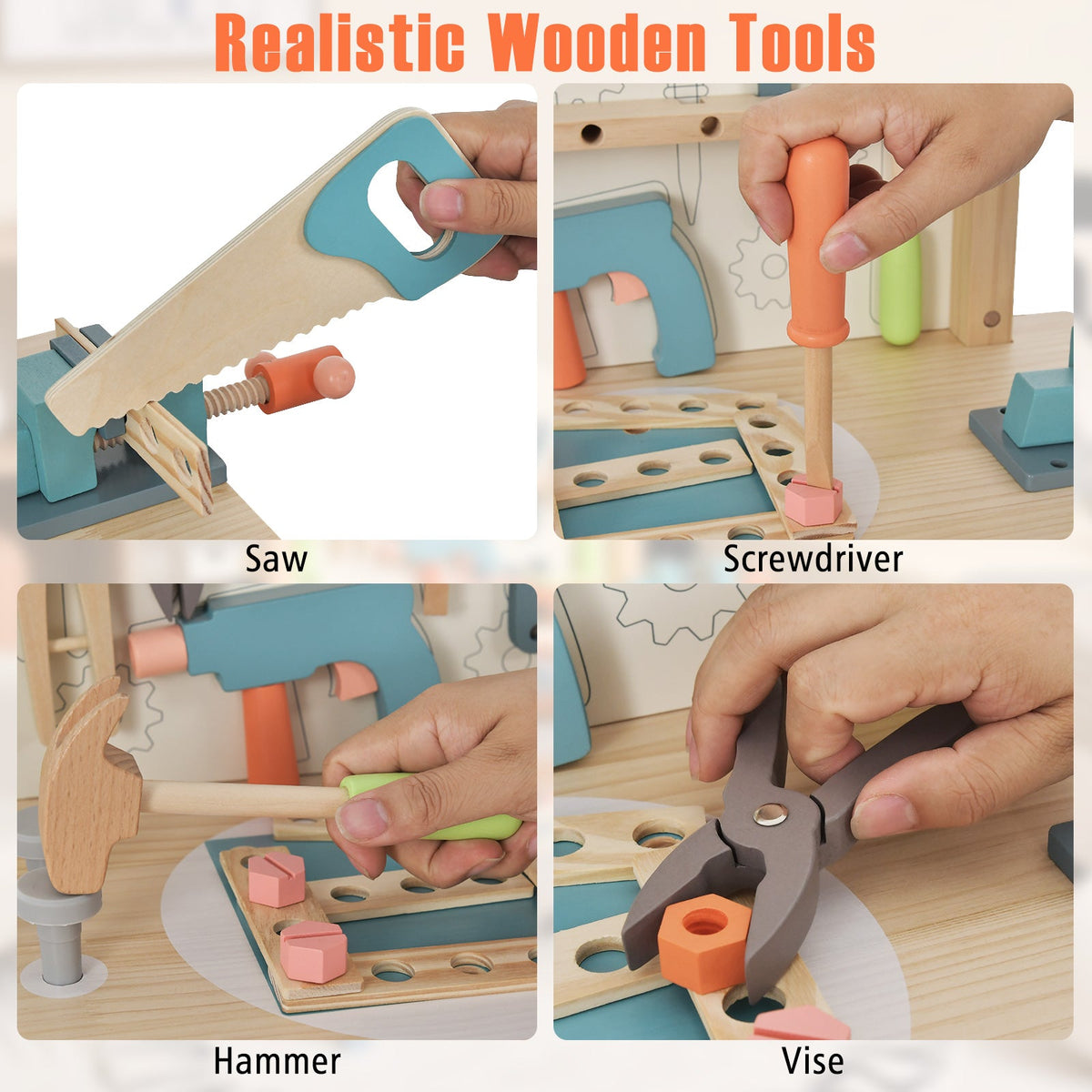 Kids Play Tool Workbench with Realistic Accessories