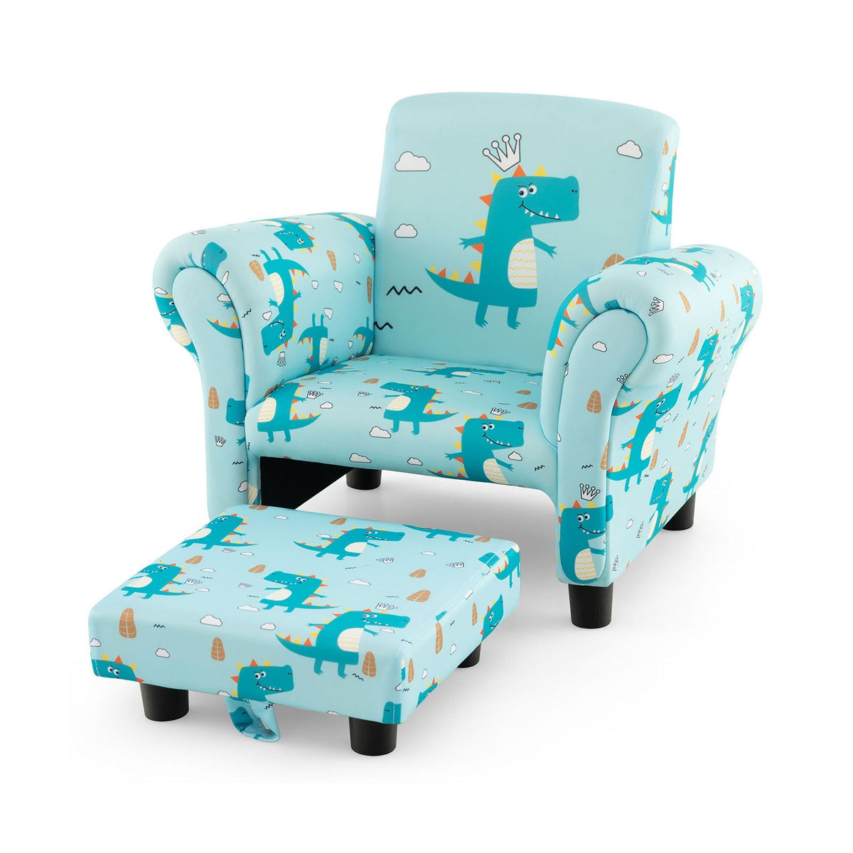 Kids Single Sofa with Cute Patterns Ergonomic Backrest and Armrests