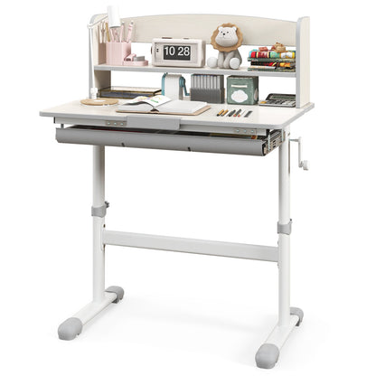 Height Adjustable Kids Study Desk with Tilt Desktop-Gray