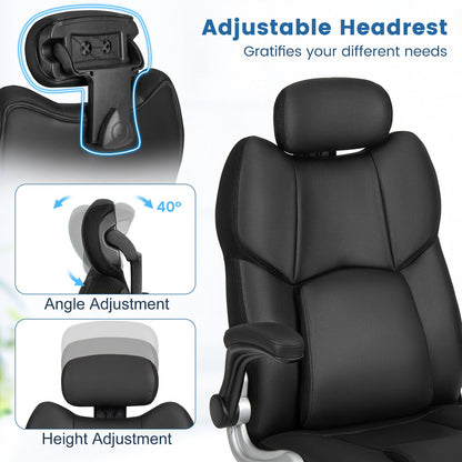 Kneading Massage Office Chair with Adjustable Headrest-Black