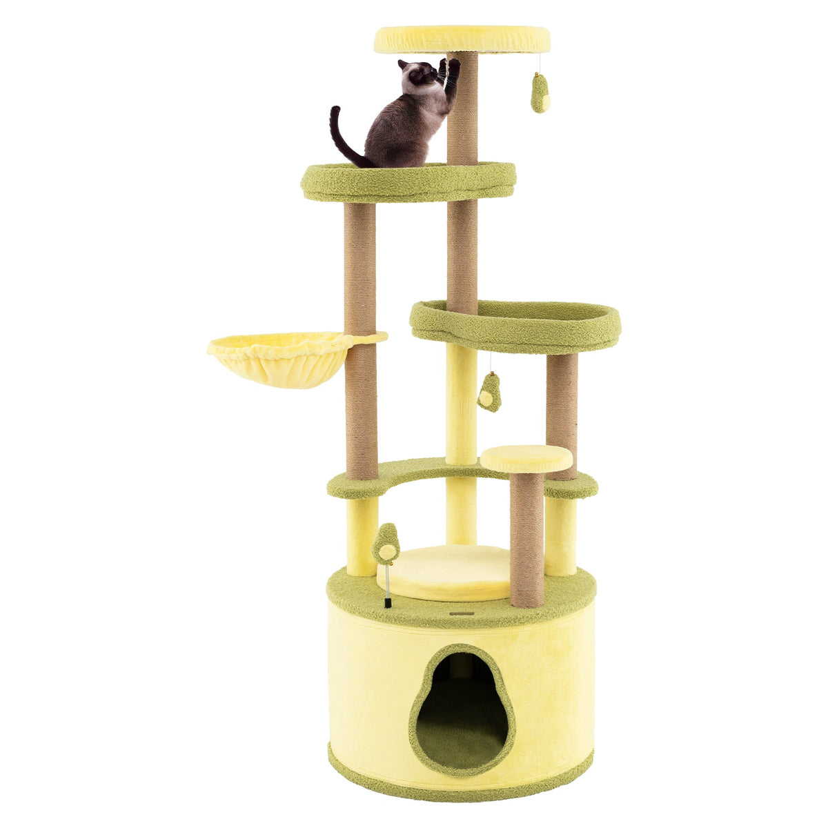 Large Avocado Cat Tree Multi-level Cat Tower with Private Condo-Green