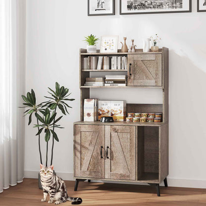 Large Cat Litter Box Enclosure with Display Storage Shelves-Oak