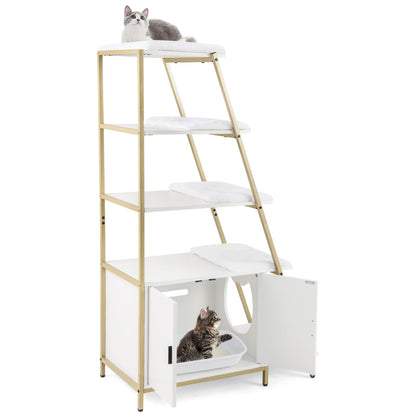 Large Cat Litter Box Enclosure with Storage and Ladder Shelf