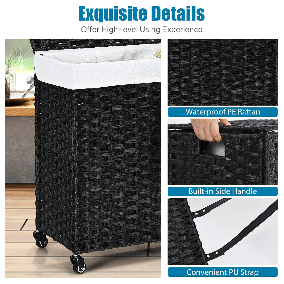 Laundry Hamper with Wheels and Lid