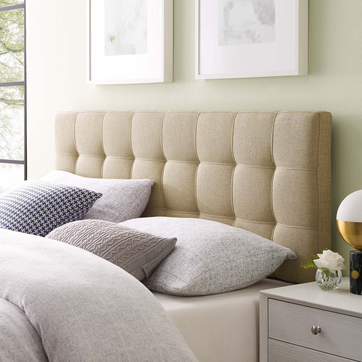 Lily Upholstered Fabric Queen Headboard by Modway