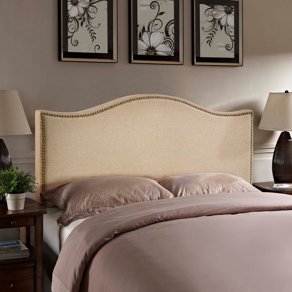 Curl Nailhead Upholstered Queen Headboard by Modway