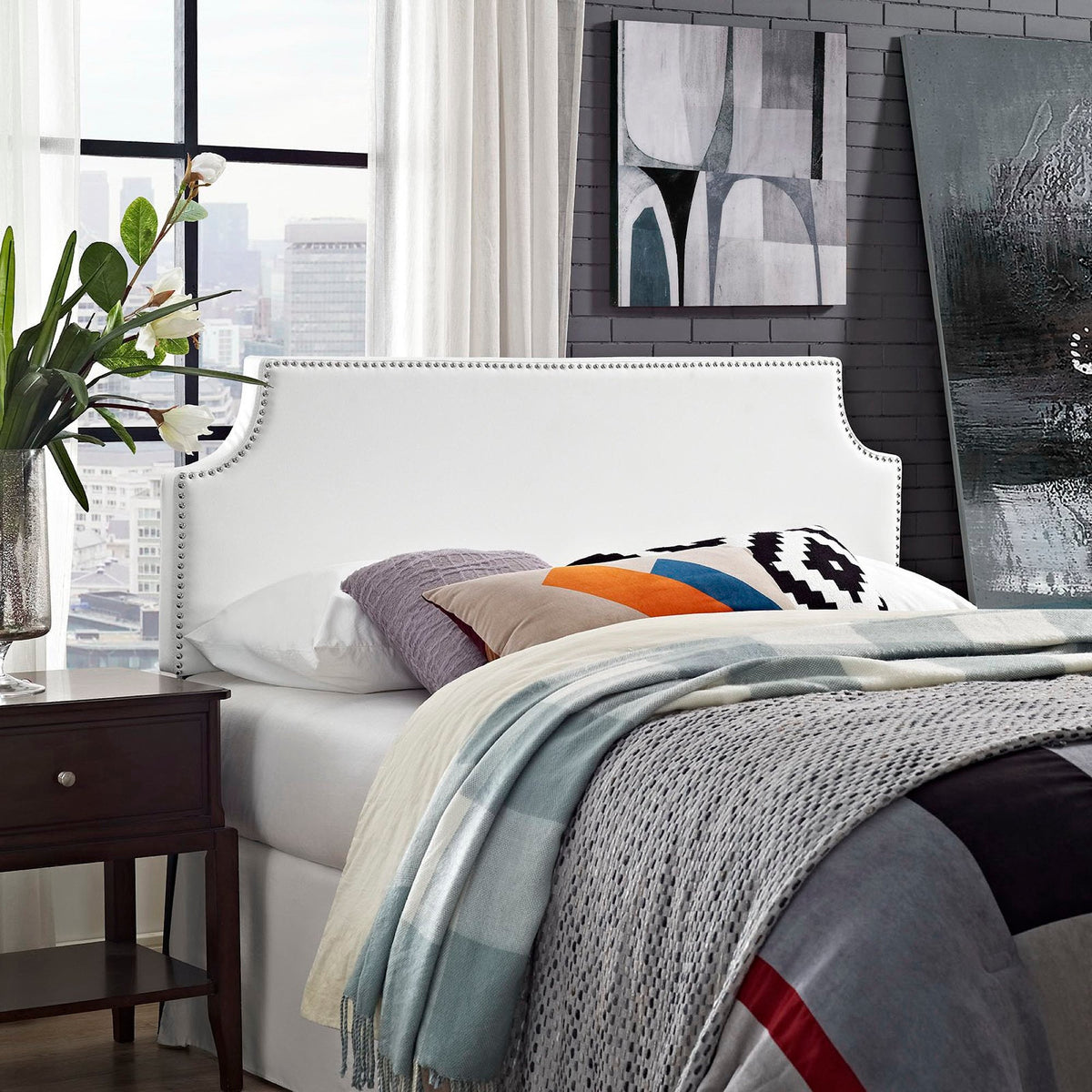 Laura Upholstered Vinyl Full Headboard by Modway