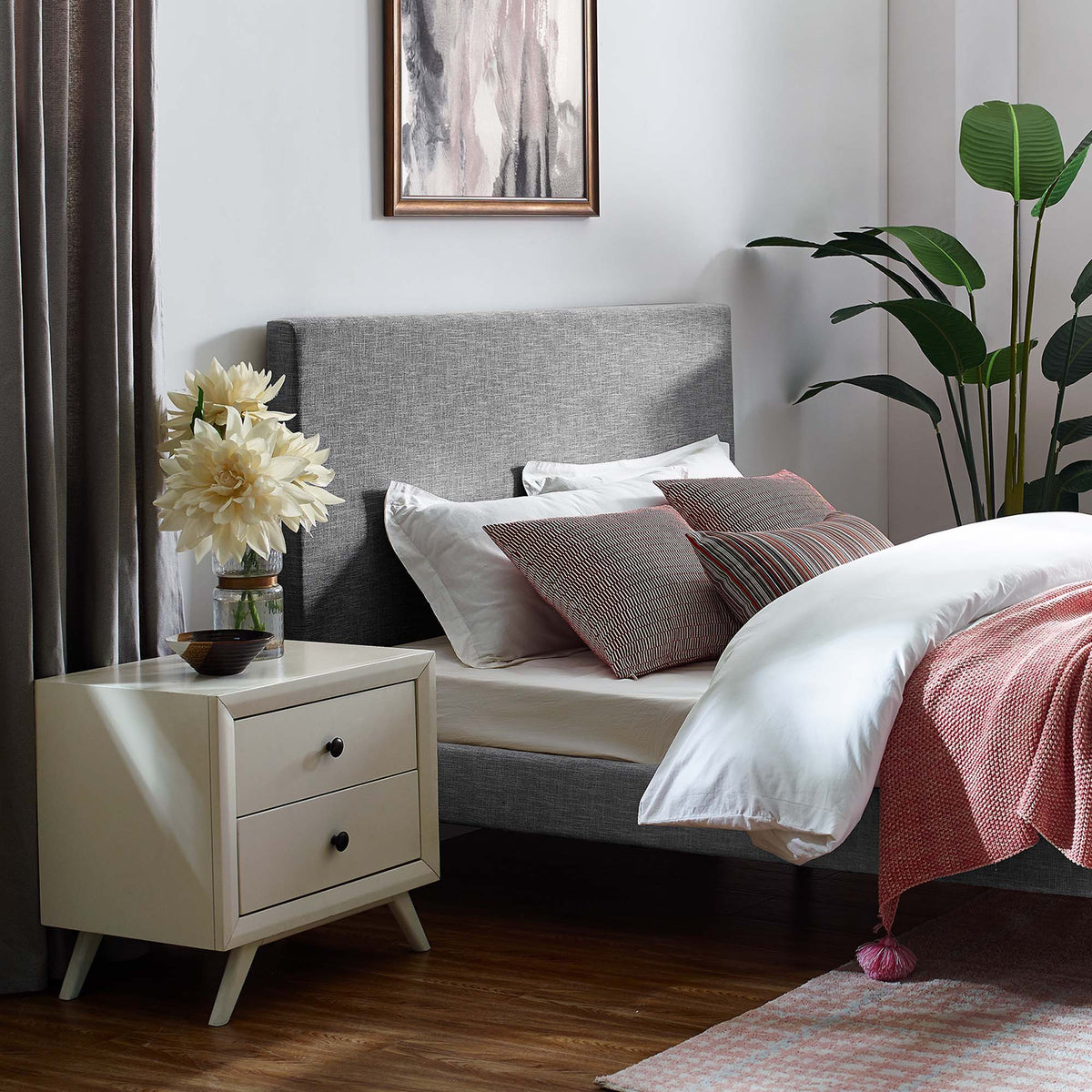 Taylor Upholstered Linen Fabric Full / Queen Headboard by Modway