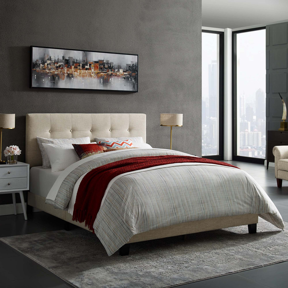 Amira Upholstered Fabric Full Bed by Modway