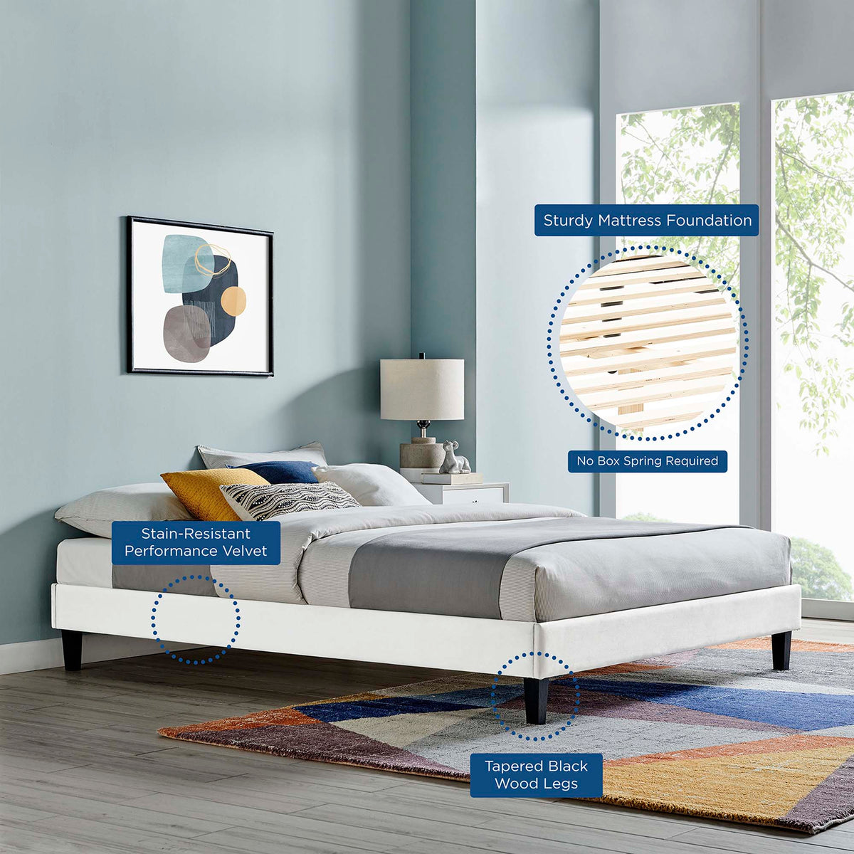 Reign Performance Velvet Twin Platform Bed Frame by Modway