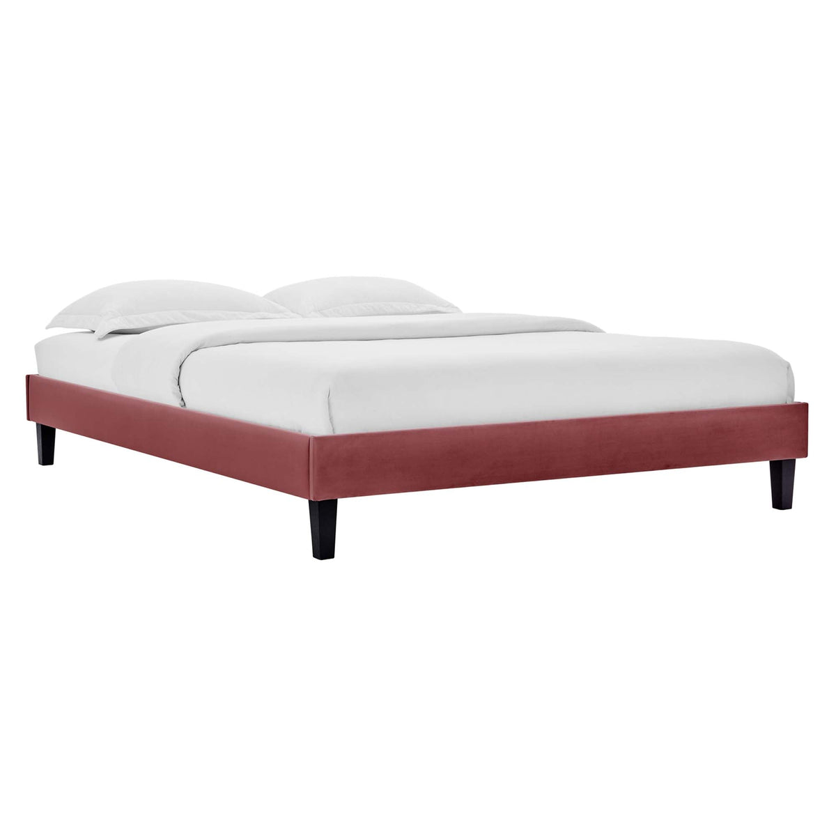 Alessi Performance Velvet Queen Platform Bed by Modway - Dusty Rose / White (MOD-6283)