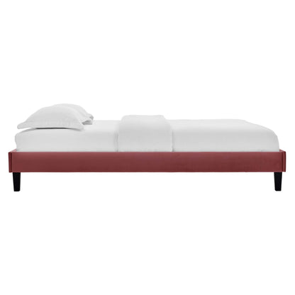 Alessi Performance Velvet Queen Platform Bed by Modway - Dusty Rose / White (MOD-6283)