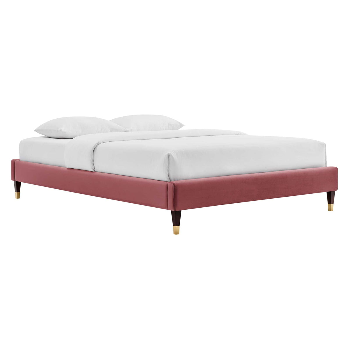 Current Performance Velvet Queen Platform Bed by Modway - Dusty Rose / White