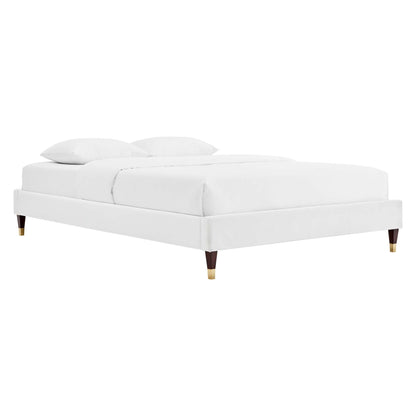 Current Performance Velvet Queen Platform Bed by Modway - Dusty Rose / White