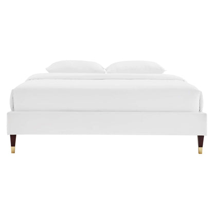 Current Performance Velvet Queen Platform Bed by Modway - Dusty Rose / White