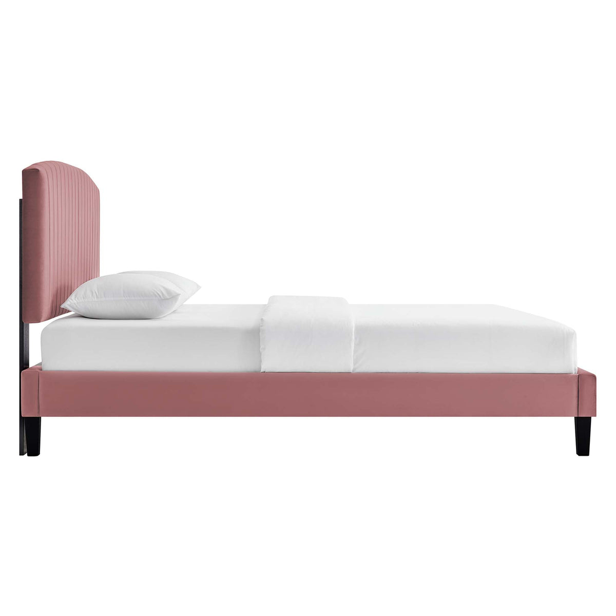 Alessi Performance Velvet Queen Platform Bed by Modway - Dusty Rose / White (MOD-6283)