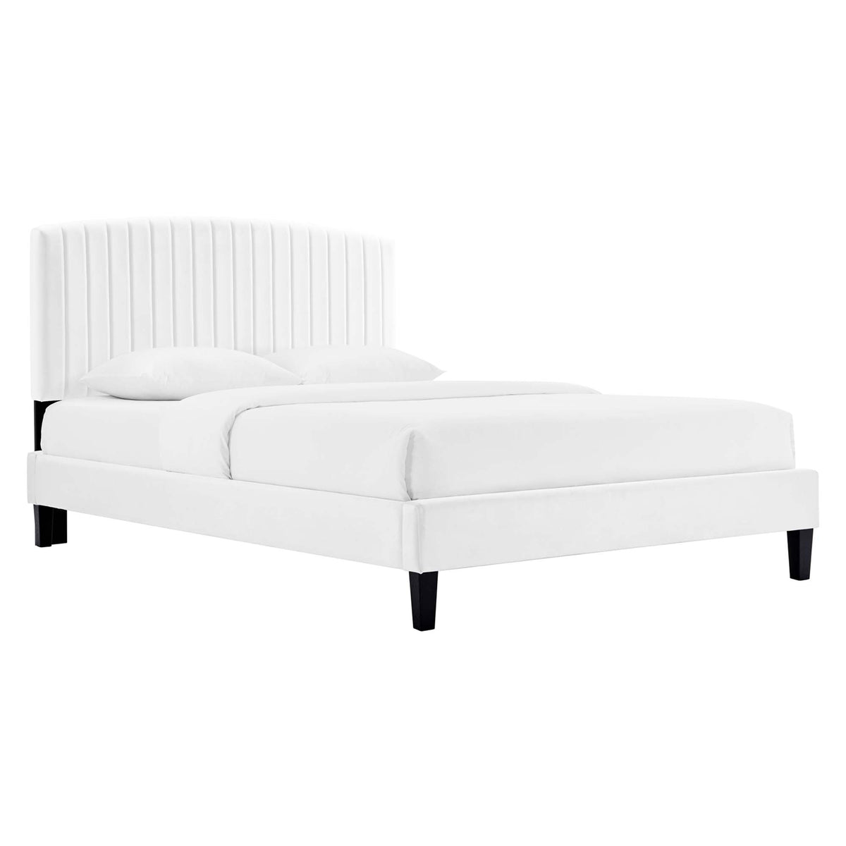 Alessi Performance Velvet Queen Platform Bed by Modway - Dusty Rose / White (MOD-6283)