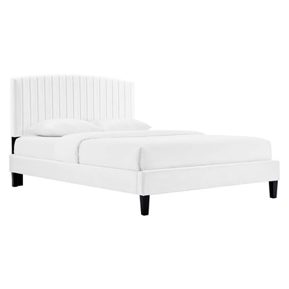 Alessi Performance Velvet Queen Platform Bed by Modway - Dusty Rose / White (MOD-6283)