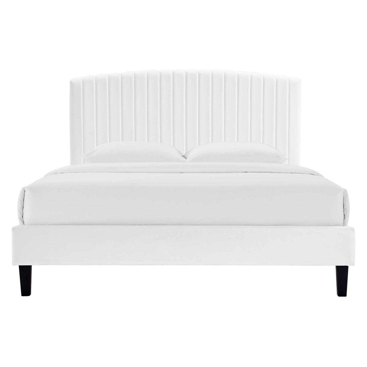 Alessi Performance Velvet Queen Platform Bed by Modway - Dusty Rose / White (MOD-6283)